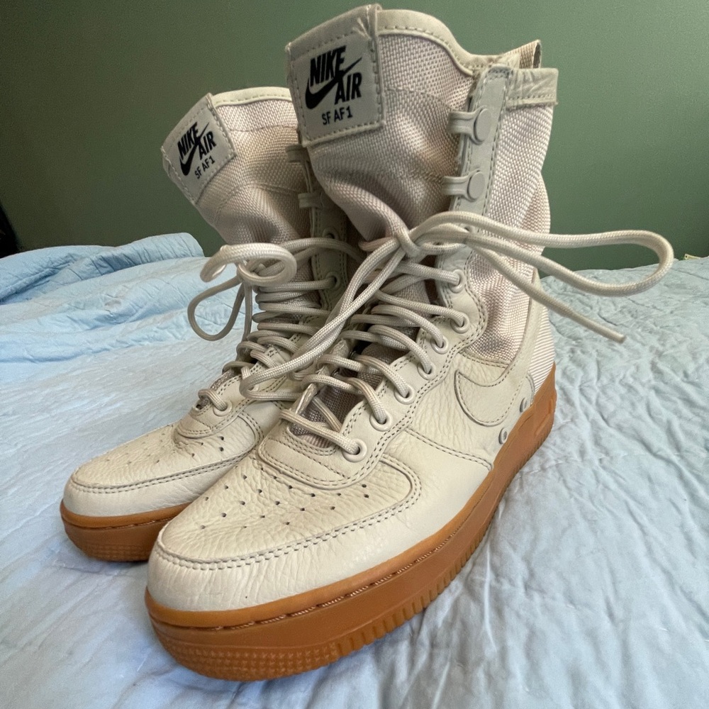 Nike Air SF AF-1 High Top Sneakers in Light Bone- Ladies 8